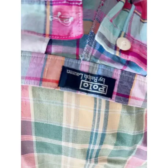 Vintage Polo Ralph Lauren Plaid Madras Golf Pants W 29 High Waist Classic Prep